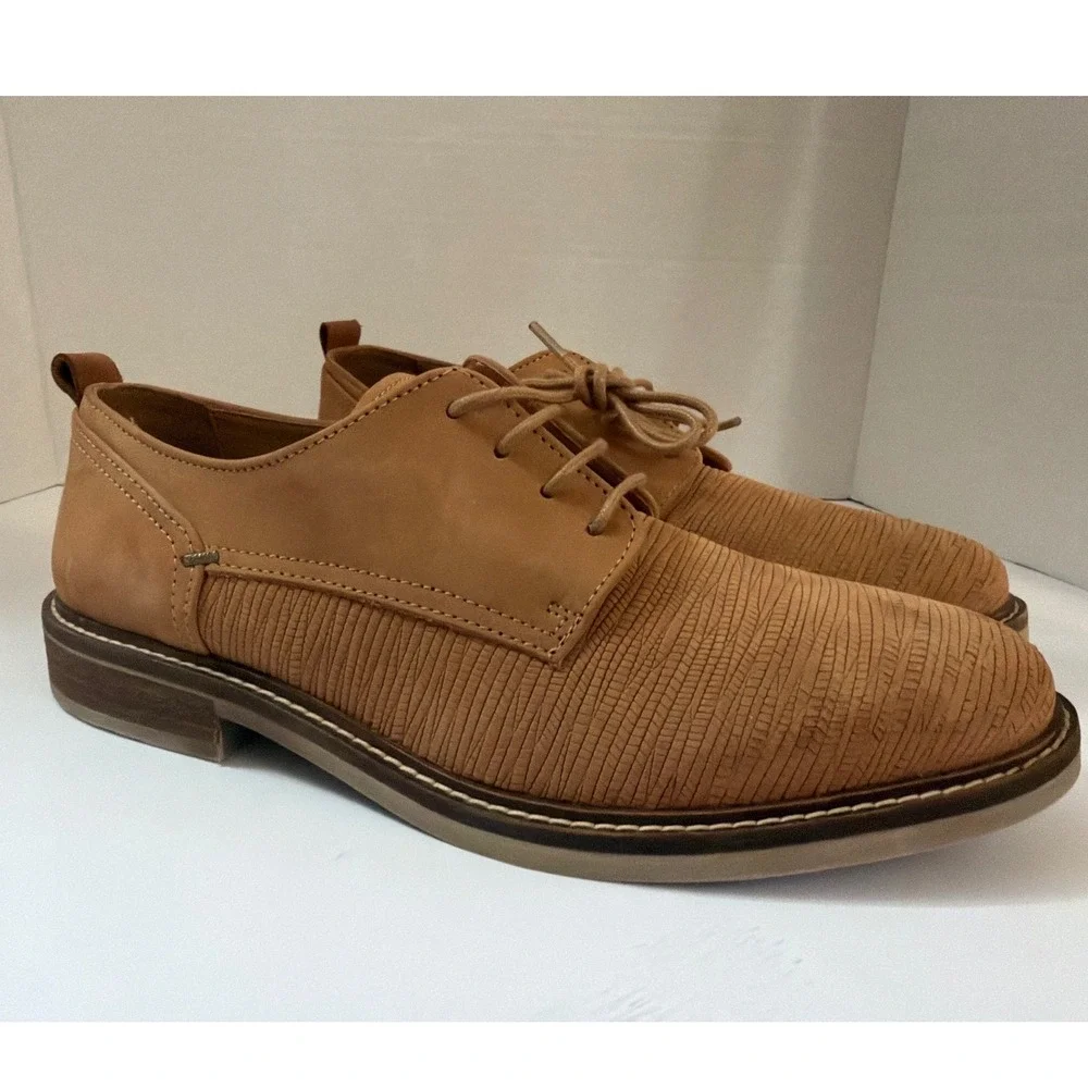 Pajar River Cafe Embossed Plain Toe Derby Cognac Leather 10-10.5 Portugal